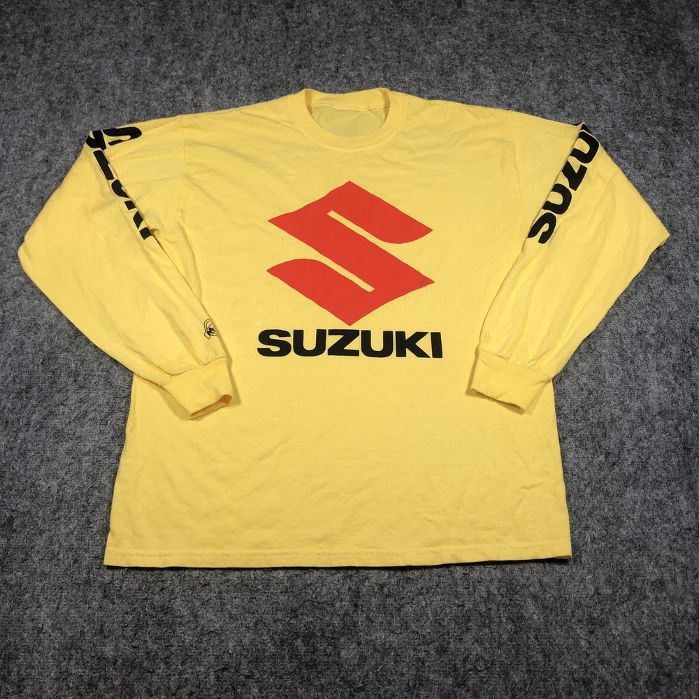 Vintage Metro C Suzuki Racing Shirt Mens XL Yellow Long Sleeve Motorcycle Tee